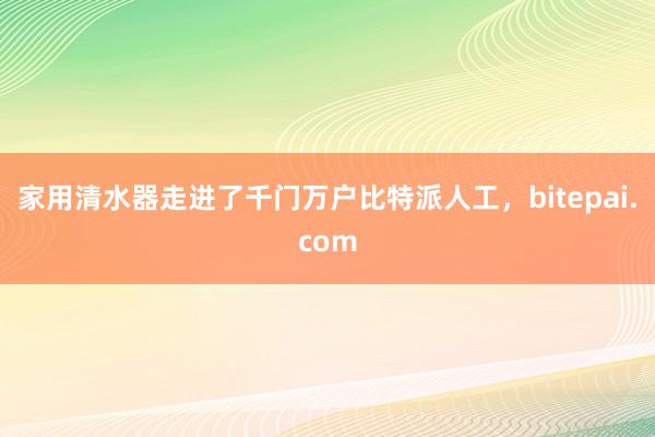 家用清水器走进了千门万户比特派人工，bitepai.com