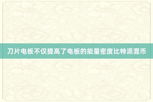 刀片电板不仅提高了电板的能量密度比特派混币