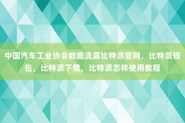 中国汽车工业协会数据流露比特派官网，比特派钱包，比特派下载，比特派怎样使用教程