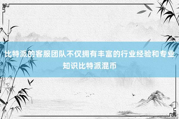 比特派的客服团队不仅拥有丰富的行业经验和专业知识比特派混币