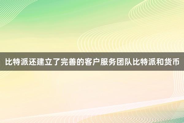 比特派还建立了完善的客户服务团队比特派和货币