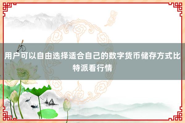 用户可以自由选择适合自己的数字货币储存方式比特派看行情