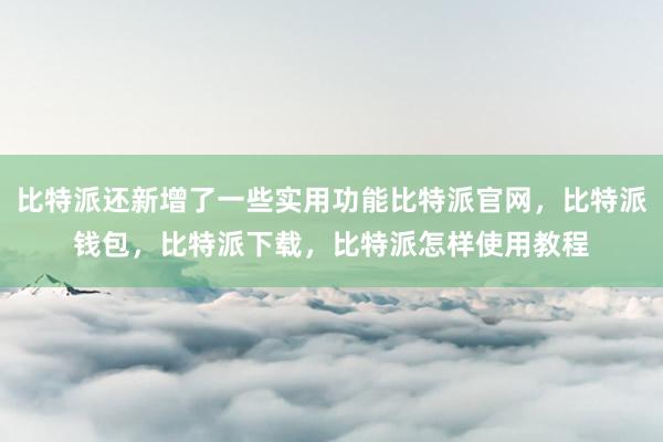 比特派还新增了一些实用功能比特派官网，比特派钱包，比特派下载，比特派怎样使用教程