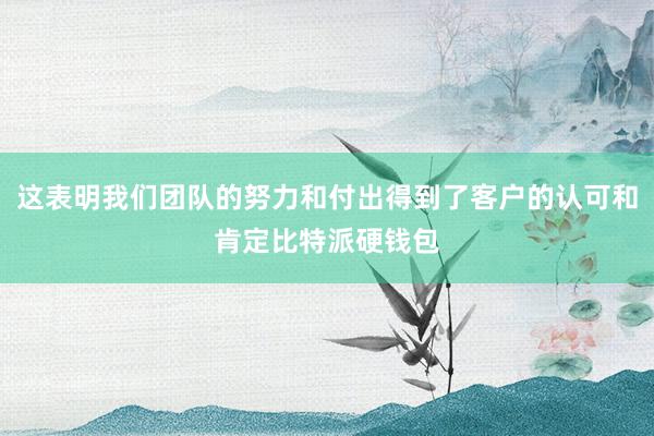 这表明我们团队的努力和付出得到了客户的认可和肯定比特派硬钱包