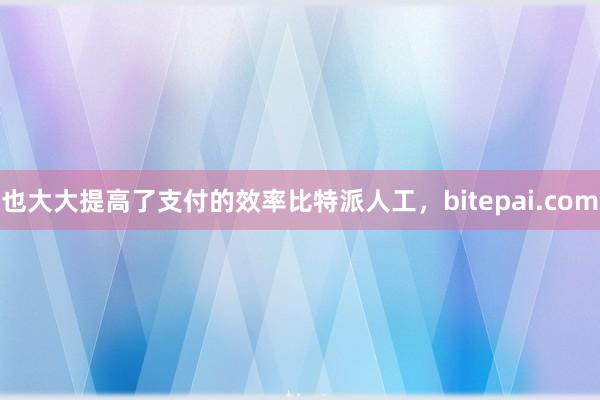 也大大提高了支付的效率比特派人工，bitepai.com